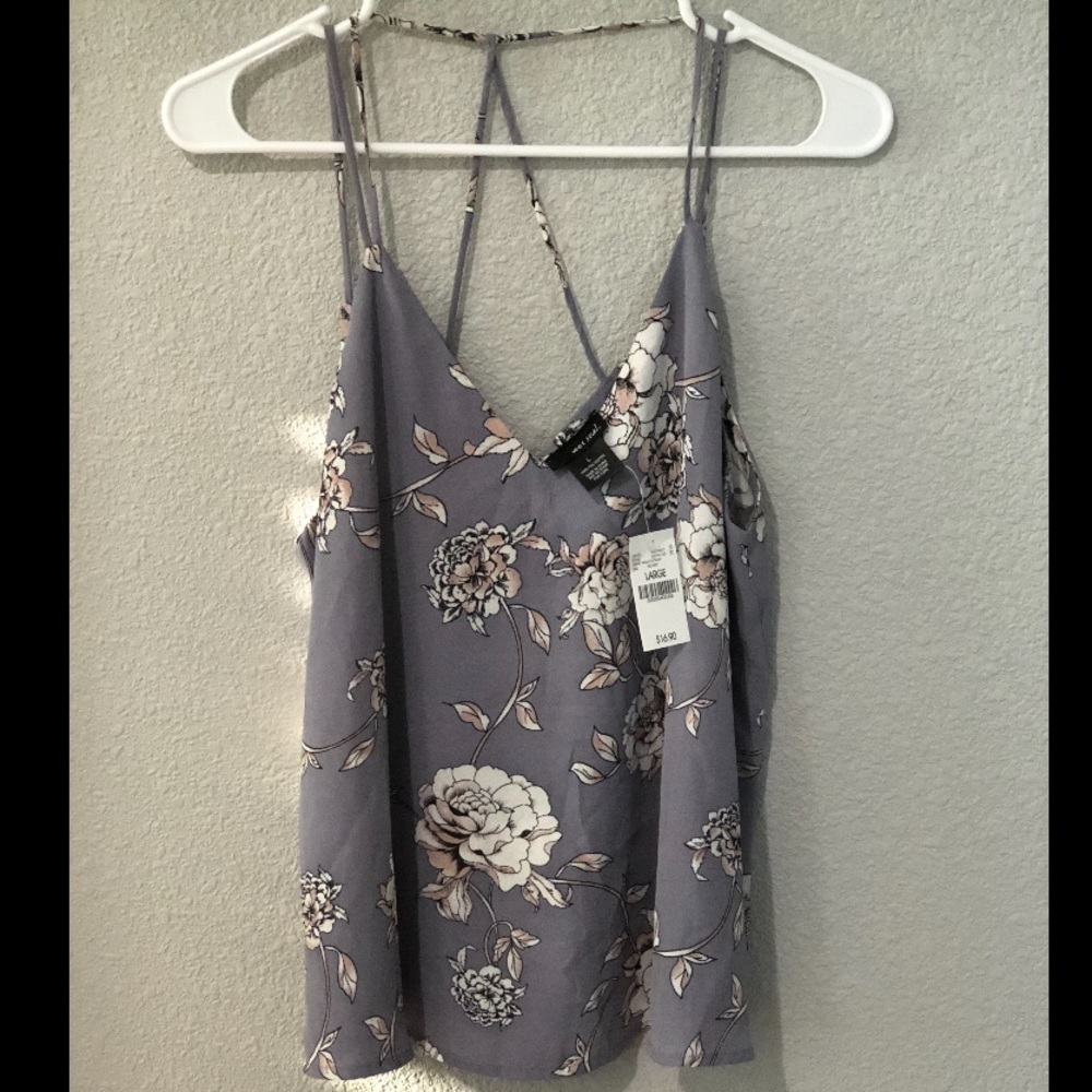 Juniors Strappy Floral Crop Blouse Size Large